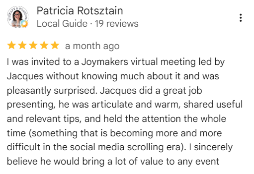 Google review from Patricia Rotsztain