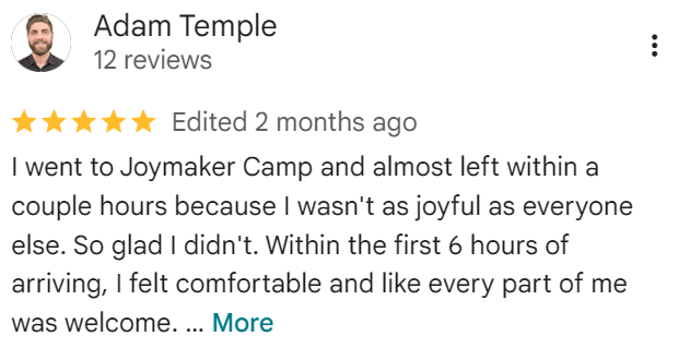 Google review from Adam Temple